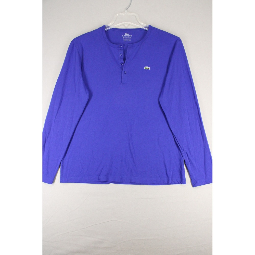Lacoste Henley Shirt Mens 6 L Blue Pima Cotton Long Sleeve Preppy Minimalist
